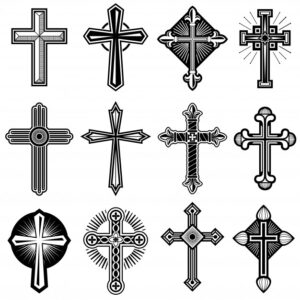 catholic christian cross with ornament vector icons set 53562 2791 -