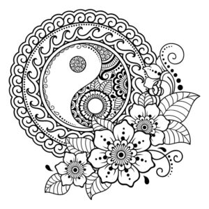 circular pattern form mandala henna mehndi tattoo decoration decorative ornament oriental style with yin yang hand drawn symbol coloring book page 174889 10 -