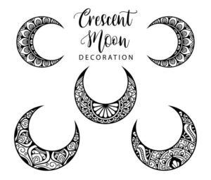 crescent moon mandala style moon decoration element collection 18228 1534 -