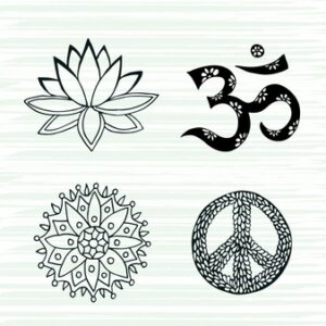 culture symbols vector set lotus mandala mantra om peace signs hand drawn collection 7586 1382 -