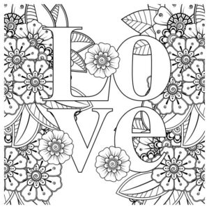 love words with mehndi flowers coloring book page doodle ornament 187069 4677 -