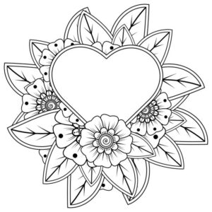mehndi flower with frame shape heart 187069 4614 -