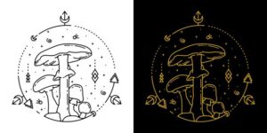 mushroom geometric tattoo monoline design 167266 458 -