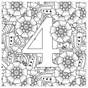 number 1 with mehndi flower decorative ornament ethnic oriental style coloring book page 187069 4701 -