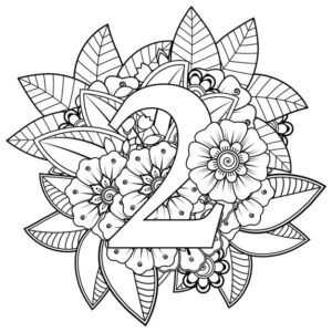 number 2 with mehndi flower decorative ornament ethnic oriental style coloring book page 187069 4685 -