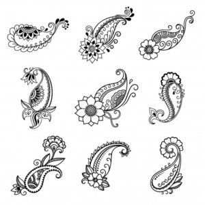 set mehndi flower pattern henna drawing decoration ethnic oriental indian style doodle ornament outline hand draw 174889 181 -