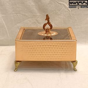 شکلات خوری مسی مدل مکعب _ظروف پذیرایی مسی _ جدیدترین شکلات خوری مسی _شکلات خوری در دار مسی