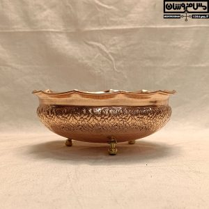 سرویس پذیرایی مسی ۳ پایه نقش‌دار مدل هنری _ شکلات خوری مسی جدید _ ظروف مسی پذیرایی _ آجیل خوری مسی _ عکس آجیل خوری مسی
