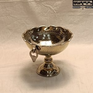سرویس پذیرایی مسی آبکاری کروم مدل سیمین_ میوه خوری مسی جدید _ ظروف پذیرایی مسی _ عکس شکلات خوری مسی _ سرویس پذیرایی مسی آبکاری کروم _ گز خوری مسی