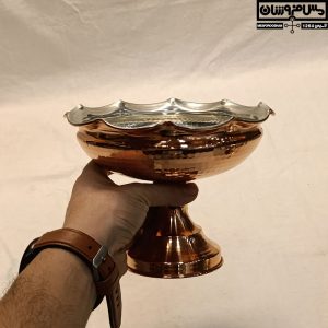 آجیل خوری مسی تک پایه بلند سفیدگری قلع مدل هنری _ آجیل خوری مسی جدید _ ظروف پذیرایی مسی _ عکس آجیل خوری مسی _ سروویس پذیرایی سفیدگری