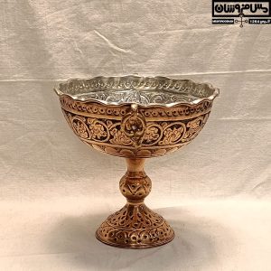 سرویس پذیرایی مسی قلمزنی مدل شمآ_ میوه خوری مسی جدید _ ظروف پذیرایی مسی _ عکس شکلات خوری مسی _ سرویس پذیرایی مسی قلمزنی