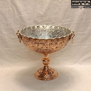 سرویس پذیرایی مسی قلمزنی مدل سعادت_ میوه خوری مسی جدید _ ظروف پذیرایی مسی _ عکس شکلات خوری مسی _ سرویس پذیرایی مسی قلمزنی