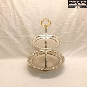 شیرینی خوری مسی 2 طبقه الماسی آبکاری کروم مدل تقدیم_ خرید شیرینی خوری مسی _ قیمت شیرینی خوری مسی_ شیرینی خوری مسی 2 طبقه _ شیرینی خوری مسی کروم_ شیرینی خوری مسی سفید