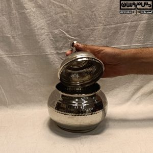 قندان مسی چکشی آبکاری کروم خمره ای در دار بدون پایه | سایز 1 | مدل ارشک