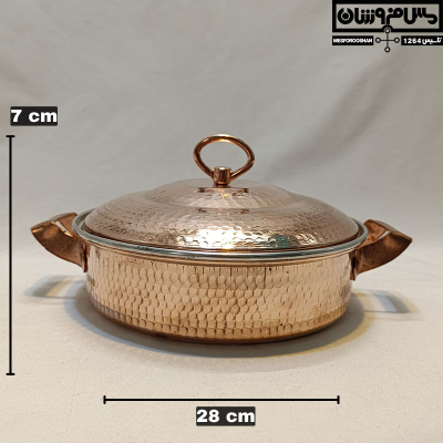 ماهیتابه مسی درب دار سایز 6 مدل پارسا