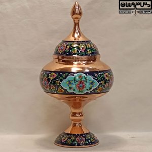 قندان مس و پرداز دستساز پایه دار نانو مدل داوینچی