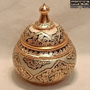 شکلات خوری مسی نقره کوب بدون پایه گرد دستساز نانو مدل فریدا