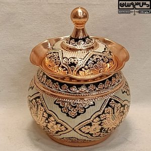 شکلات خوری مسی نقره کوب بدون پایه کنگره ای دستساز مدل سور