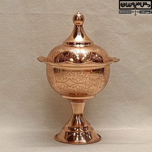 قندان مسی تک پایه تک پایه طرحدار نانو | سایز 1 | مدل اشرفی
