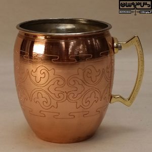 لیوان مسی زنجان نانو | ماگ مسی شکمی طرحدار دسته پلاستیکی | 250cc | مدل سارب