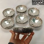 هفت‌سین مسی سفید 3پایه طرحدار مدل فرناس