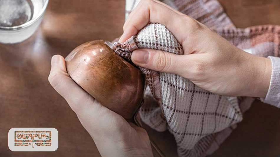 خشک کردن ظروف مسی 