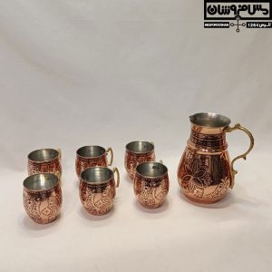 ست پارچ و لیوان مسی الماس تراش مدل قوشان 10 |
