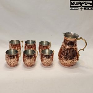 ست پارچ و لیوان مسی الماس تراش مدل پاگیس 10 |