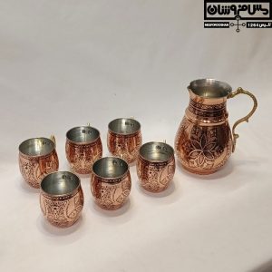 ست پارچ و لیوان مسی الماس تراش مدل پاگیس 12 |