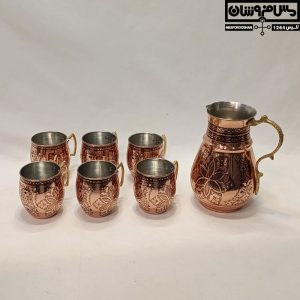 ست پارچ و لیوان مسی الماس تراش مدل پاگیس 9 |