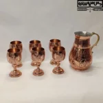 ست پارچ و جام مسی الماس تراش مدل برگوچ