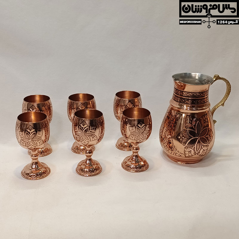 ست پارچ و گیلاس مسی الماس تراش مدل برگوچ (12) ست پارچ و گیلاس مسی الماس تراش مدل برگوچ 12 |