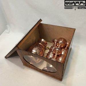 ست پارچ و گیلاس مسی الماس تراش مدل برگوچ1 2 |