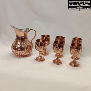 ست پارچ و گیلاس مسی الماس تراش مدل پاواینا 6 |
