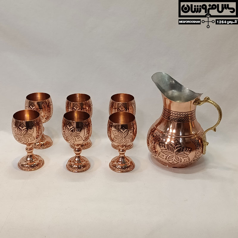 ست پارچ و گیلاس مسی الماس تراش مدل پاواینا (7) ست پارچ و گیلاس مسی الماس تراش مدل پاواینا 7 |