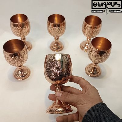 گیلاس مسی الماس تراش سایز 2 مدل سرداش ست ۶ تایی