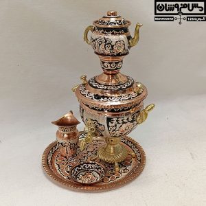 سماور سیسمونی مسی نقره کوب مدل مارجین 21 |