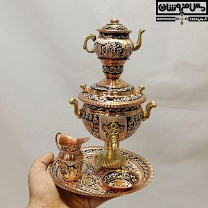 سماور سیسمونی مسی نقره کوب مدل مارجین 27 |