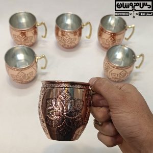 لیوان مسی الماس تراش مدل شیکول سایز 1 ست 6 تایی 6 |