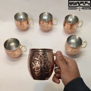لیوان مسی الماس تراش مدل شیکول سایز 2 ست 6 تایی 2 |
