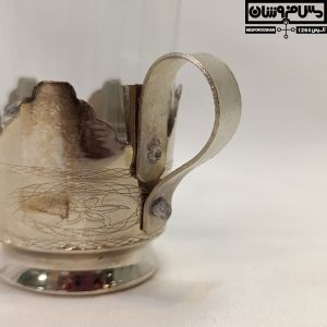 لیوان گالش مس و شیشه سایز 1 کوچک آبکاری کروم مدل تابسان 13 |