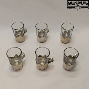 لیوان گالش مس و شیشه سایز 1 کوچک آبکاری کروم مدل تابسان 3 |