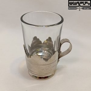 لیوان گالش مس و شیشه سایز 1 کوچک آبکاری کروم مدل تابسان 8 |