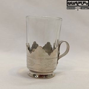 لیوان گالش مس و شیشه سایز 1 کوچک آبکاری کروم مدل تابسان 9 |