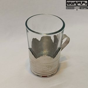 لیوان گالش مس و شیشه سایز 2 کوچک آبکاری کروم مدل تابسان 10 |
