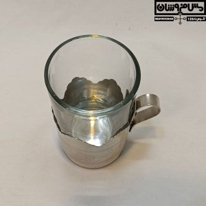 لیوان گالش مس و شیشه سایز 2 کوچک آبکاری کروم مدل تابسان 12 |