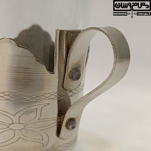 لیوان گالش مس و شیشه سایز 2 کوچک آبکاری کروم مدل تابسان 14 |
