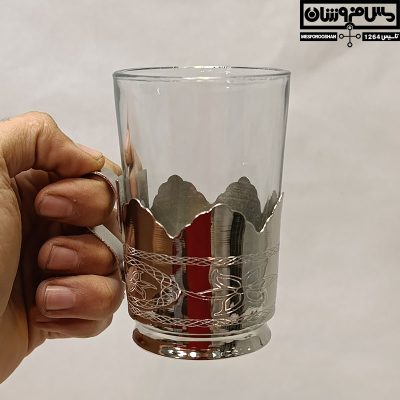 لیوان گالش مس و شیشه سایز 2 کوچک آبکاری کروم مدل تابسان 16 |