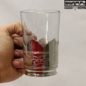 لیوان گالش مس و شیشه سایز 2 کوچک آبکاری کروم مدل تابسان 17 |