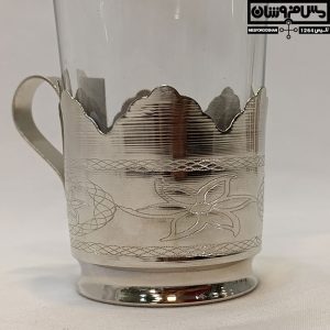 لیوان گالش مس و شیشه سایز 2 کوچک آبکاری کروم مدل تابسان 18 |